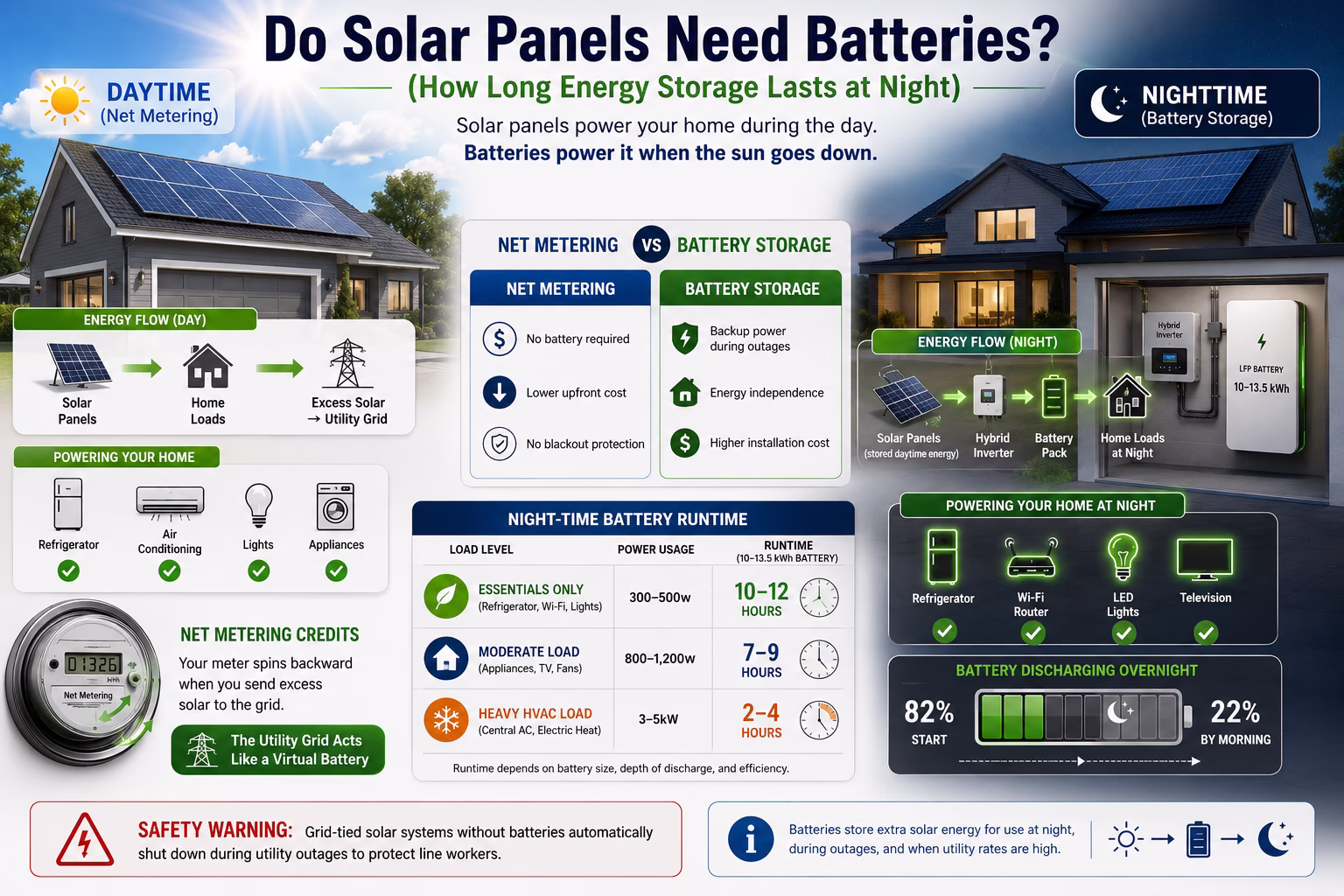 Net Metering vs Solar Battery Storage Night Operations